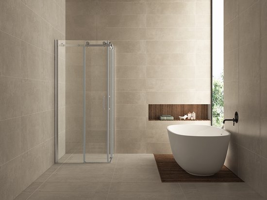 Cabine de douche Wiesbaden Carrée Porte coulissante 90x90x200cm Anti-calcaire Verre clair Chrome Profil 8mm Verre de sécurité Facile à nettoyer