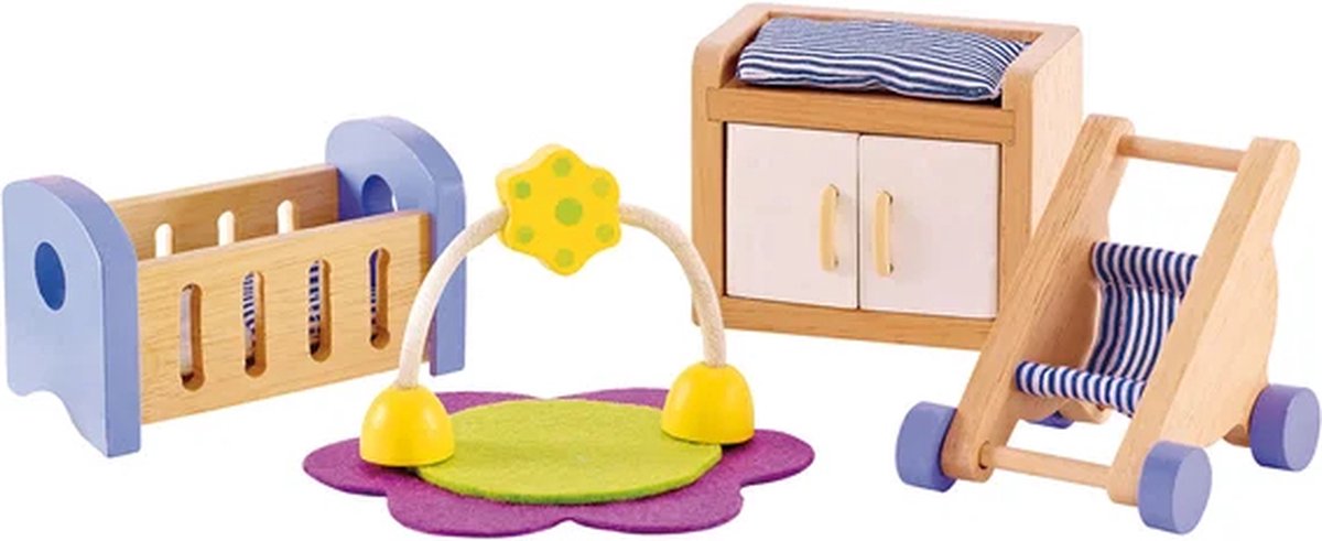 Hape Babykamer Poppenhuis Meubels - Houten Speelkamer met 8 Onderdelen, vanaf 3 Jaar — afbeelding 6