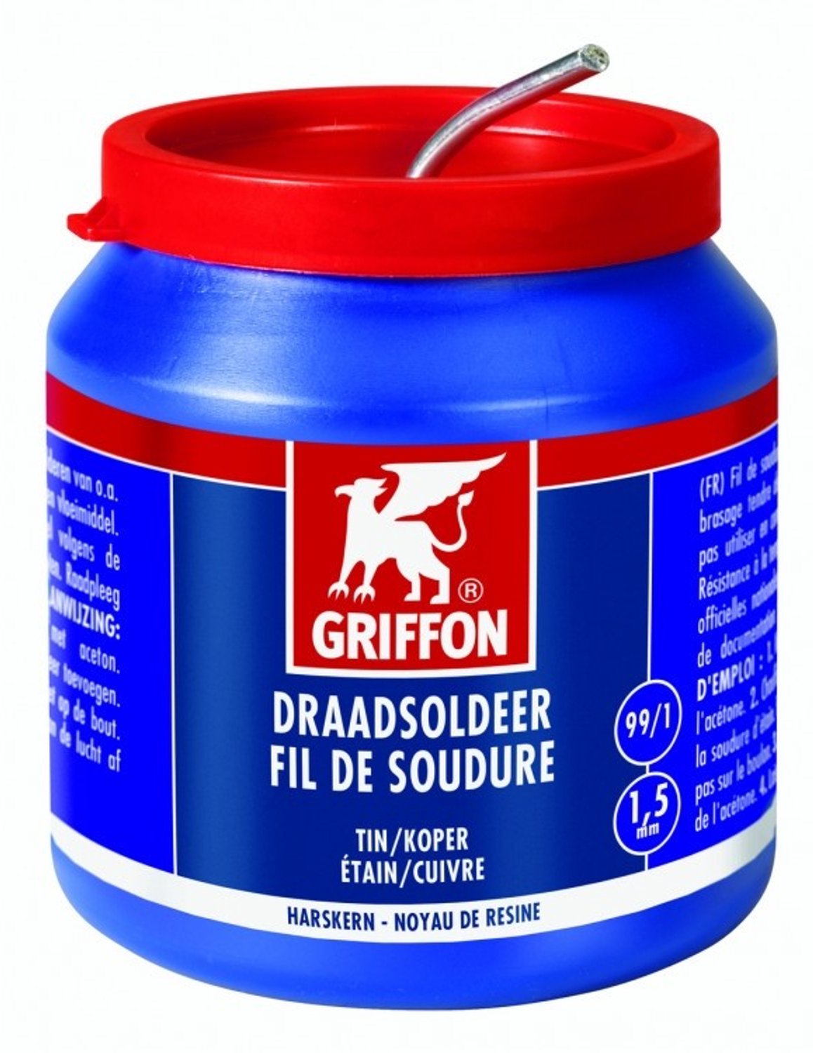 Griffon electro draadsoldeer tin/koper 99/1 harskern Ø 1,5 mm. - 500 gram