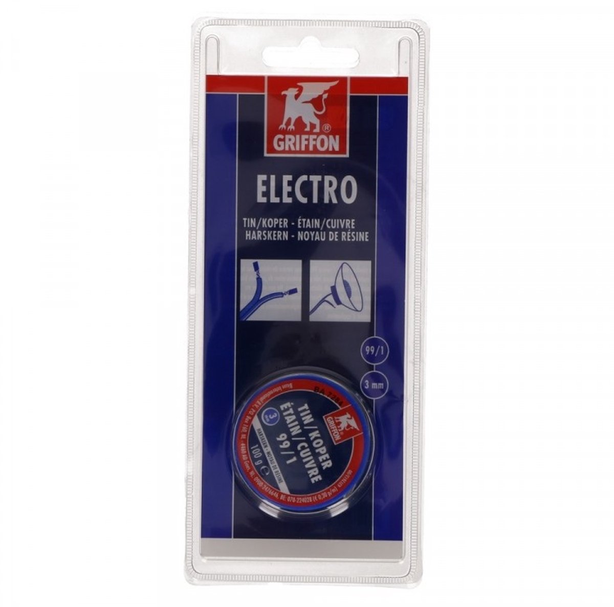 Griffon electro draadsoldeer tin/koper 99/1 harskern Ø 3 mm. - 100 gram