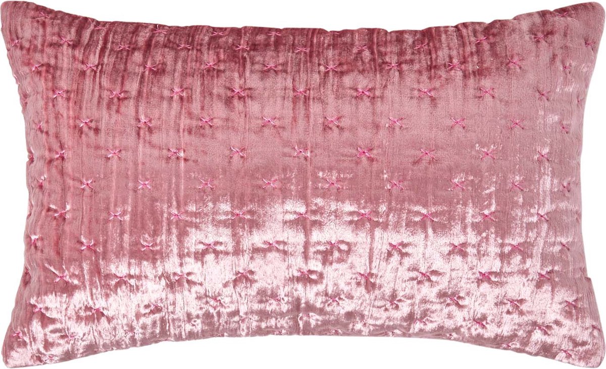 Homescapes Luxe roze geplet fluwelen kussenhoes 30 x 50 cm