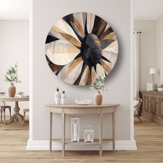 Décoration murale art abstrait rond - Cercle mural Art Deco - Echelle murale Salon - Décoration murale classique - Panneau mural - Accessoires salon cercle mural forex 60x60 cm