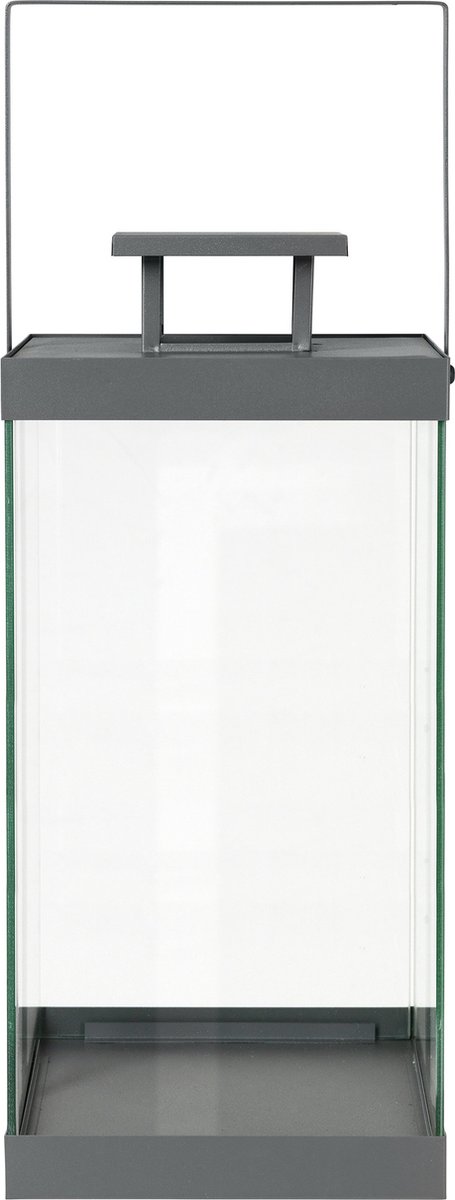 Lantaarn Finca - Windlicht Glas - Sfeervolle Verlichting - Gepoedercoat Staal - 46 cm Hoog - Steel Gray