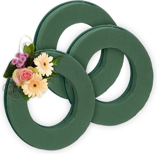 Mousse florale Relaxdays - lot de 3 - ronde - oasis pour vraies fleurs - composition florale