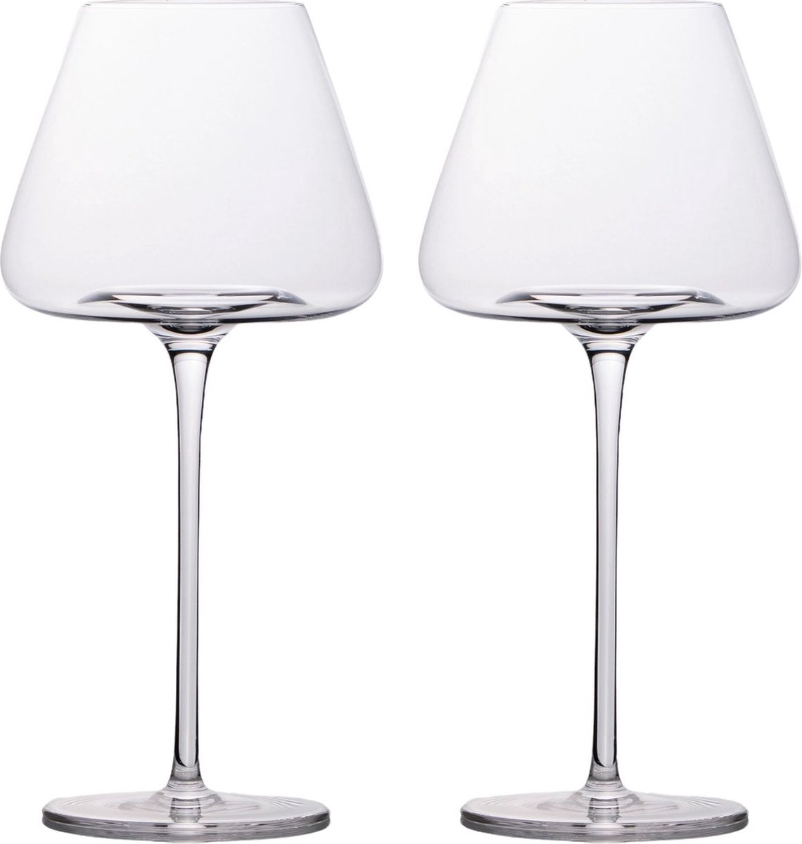 Intirilife 2x Wijnglas met modern design - 600 ml Inhoud - Witte wijn Rode wijn glas, kelk, vaatwasmachinebestendig, kristalglas, schokbestendig