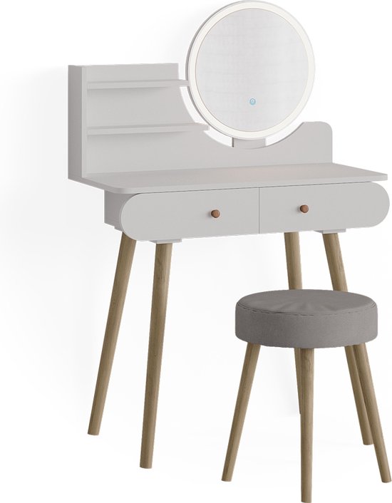 Vicco Kaptafel Wit 80 cm met LED-spiegel, Lisca | met LED-spiegel