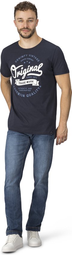 DENIMFY T-Shirt Homme coupe classique Blauw XXL Col Rond Adultes
