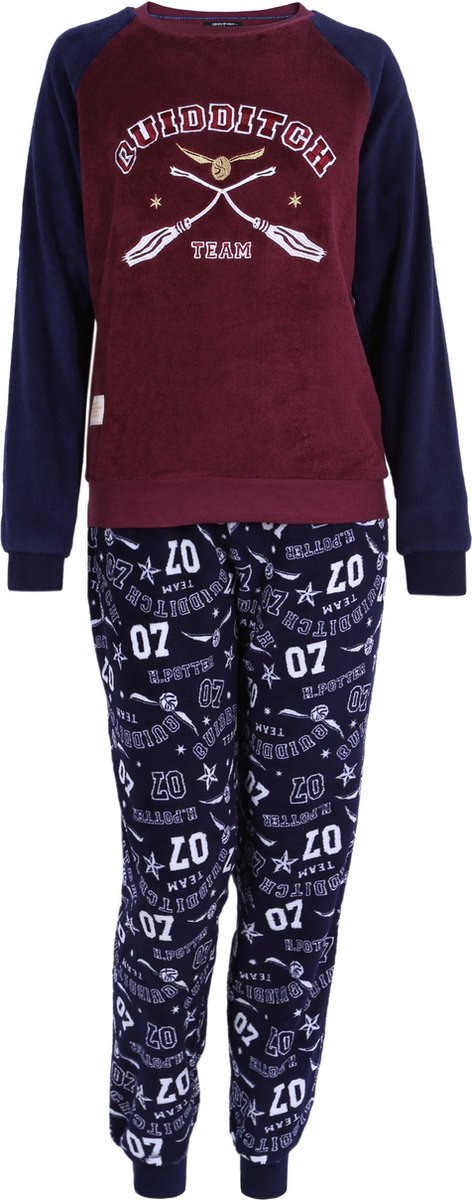 Marineblauwe-Bordeauxrode Pyjamaset met Lange Mouwen en Broek - HARRY POTTER