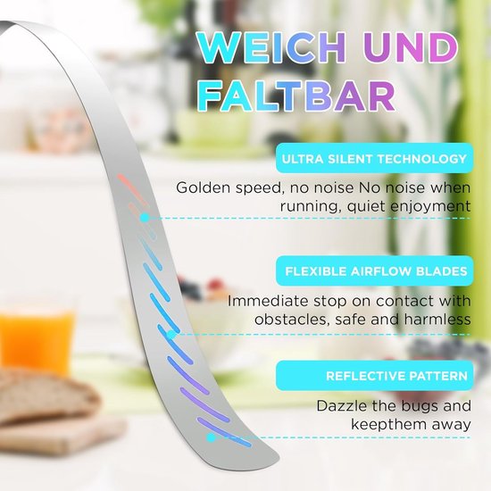 Ventilateur Anti-mouches Portable Rechargeable USB - Lot De 2 Avec Lumière LED Pour Table, Repas En Plein Air - 3