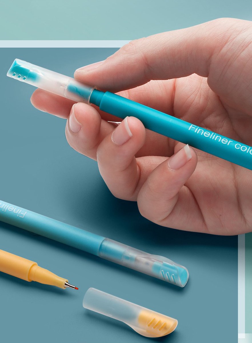 Ainy - Fineliners set van 10 kleur fineliner / viltstiften | fine liner manga / anime tekenen | bullet journal stiften | handlettering markers | Pigment liner | calligraphy pennen — afbeelding 4