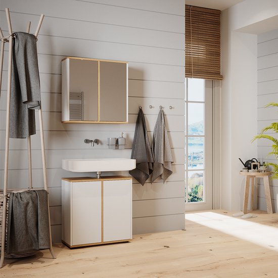 Armoire de toilette Roy, 60x68cm, Blanc, Blanc, Vicco - Maison