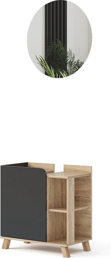 Vicco Halfhoge kast Karen, Antraciet/wit, 40 x 128 cm met 4 compartimenten | Antraciet/wit | Plank | 406673149564106 Vicco Halfhoge kast Karen, Antraciet/wit, 40 x 128 cm met 4 compartimenten | Antraciet/wit | Plank | 406673149564106