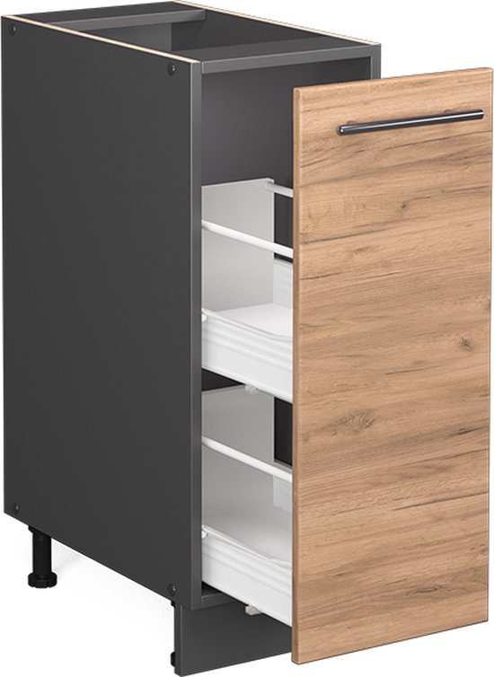 Vicco Armoire à pharmacie Fame- Line, Chêne puissant or/Anthracite, 30 cm sans plan de travail