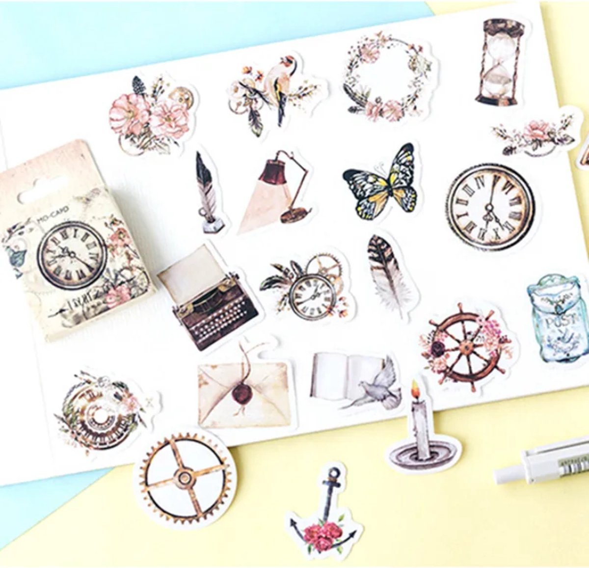 Bullet Journal Stickers 46 stickers – Vintage Vlinders, Bloemen, Viool & Veren – Planner, Agenda & Scrapbook Stickers – Sinterklaas, Kerst & Schoencadeau – Cadeaus onder 5 euro