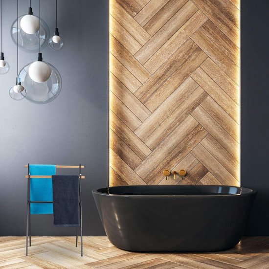 Relaxdays handdoekenrek staand, handdoekhouder, met 2 stangen, voor