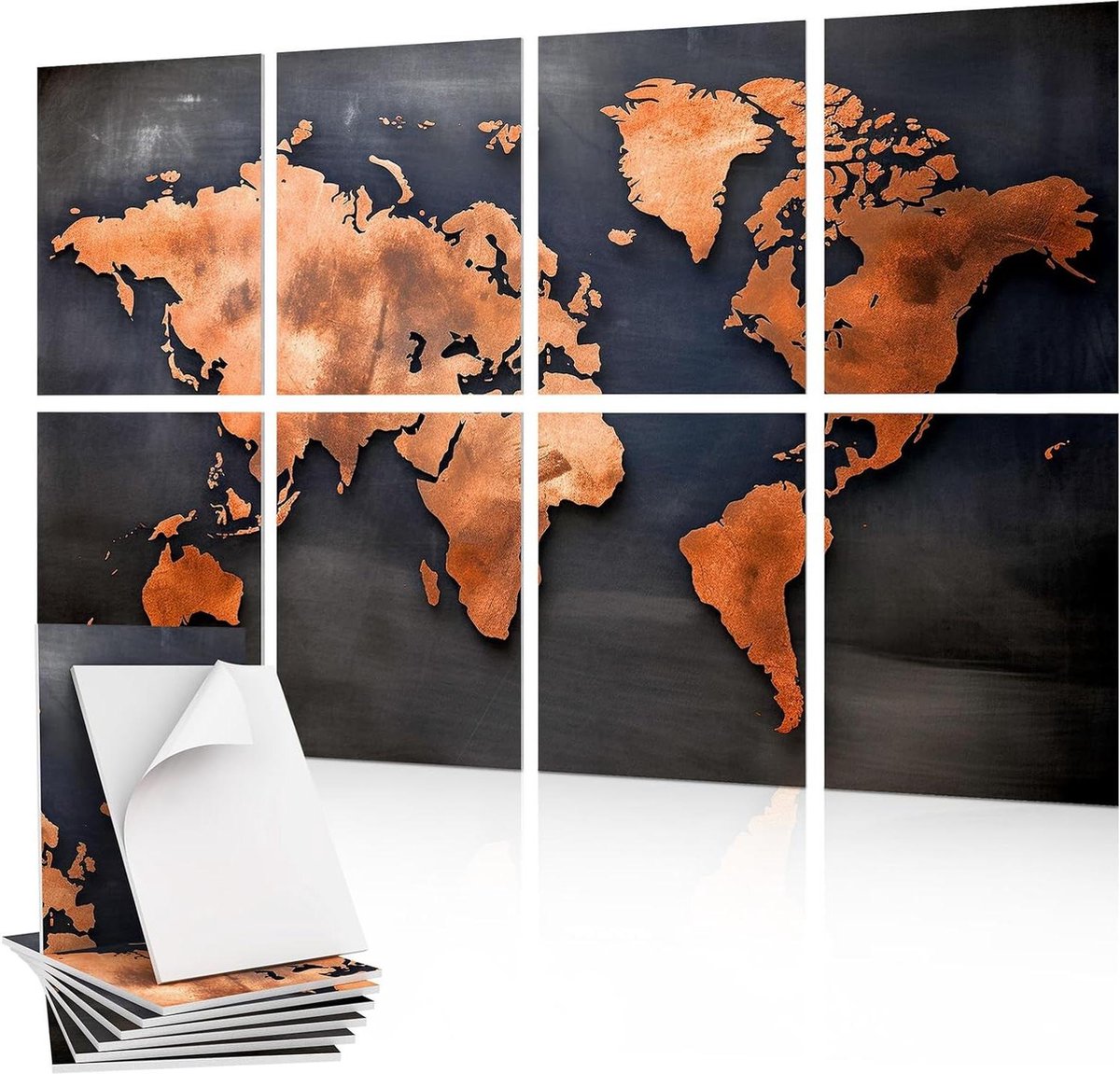 8-pak kunst akoestisch paneel 40 * 30 * 0.9cm geluidsabsorberende panelen - decoratieve geluidswerende panelen - akoestische behandeling voor opnamestudio - kantoor - thuis - Wereld Kaart - Geluidsabsorptie