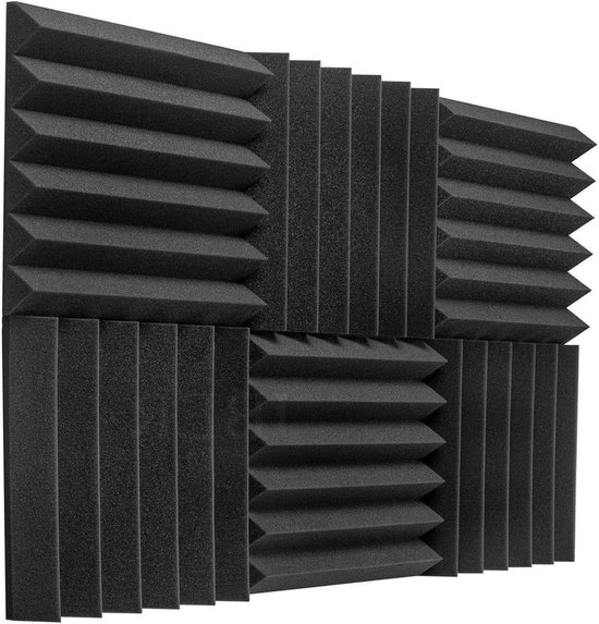 JBER antraciet akoestische panelen 5 x 30 x 30 cm brand- en geluidwerende wandpanelen van wedgeschuim voor studio's (set van 6 stuks, 5 cm dik - blauw