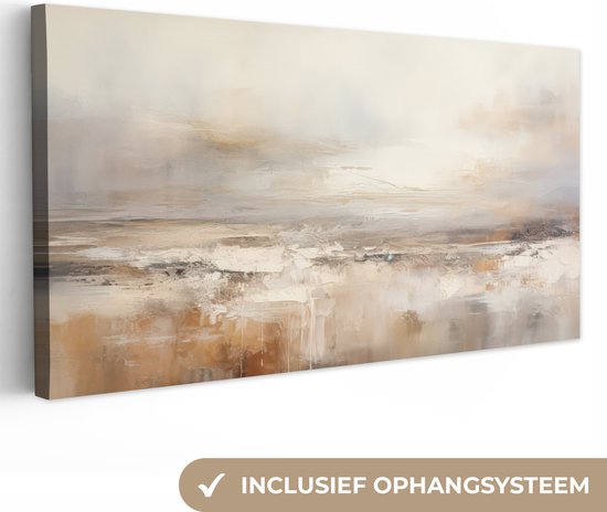 Canvas schilderij 80x40 cm - Wanddecoratie Kunst - Industrieel - Grijs - Bruin - Abstract - Muurdecoratie woonkamer - Kamer decoratie modern - Abstracte schilderijen
