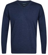 Profuomo Originale slim fit trui wol - heren pullover V-hals - indigo blauw -  Maat: L