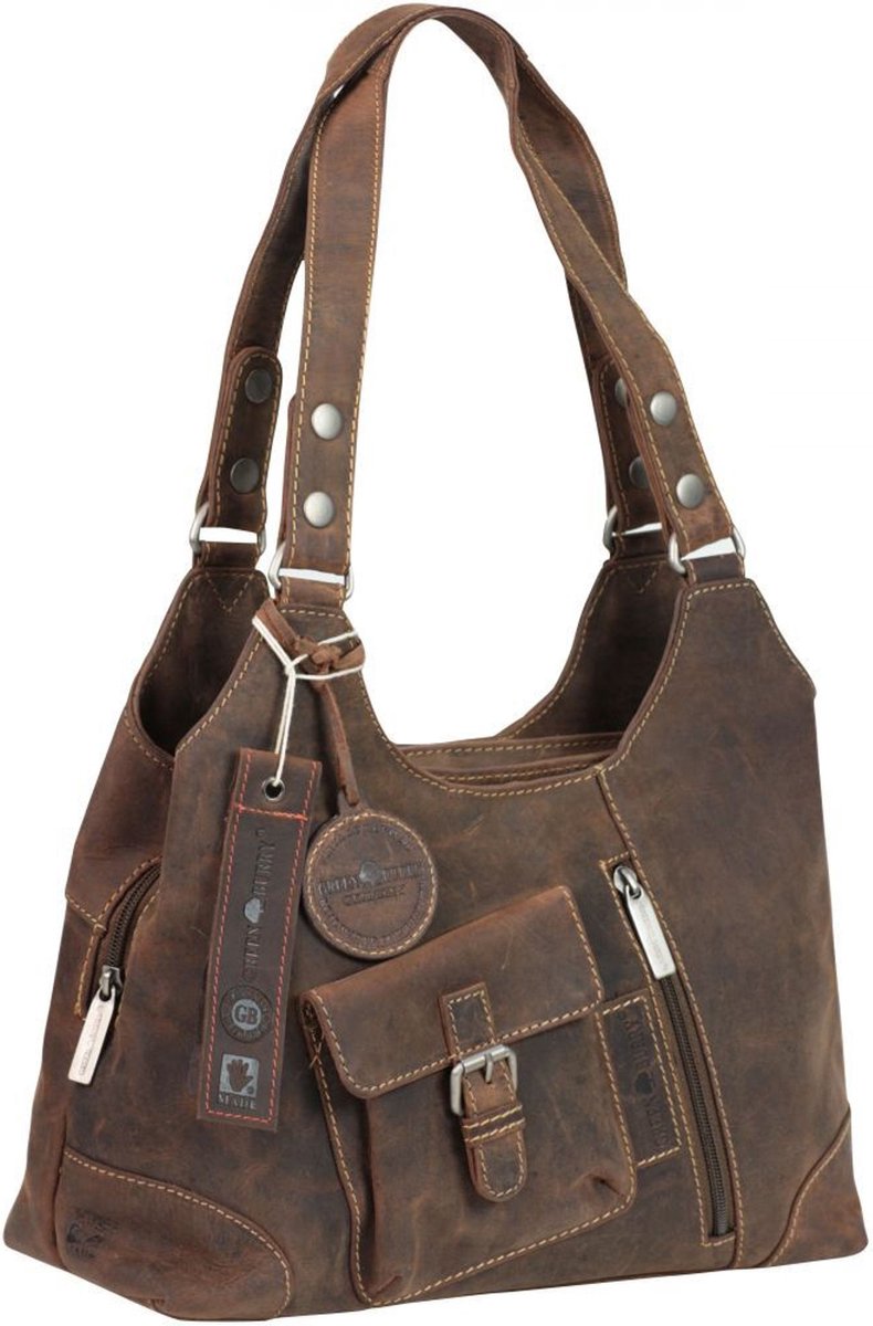 GREENBURRY Leren schoudertas handtas Vintage Shopper Brown bruine