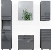 Vicco Badkamermeubel set Fredd, Antraciet Hoogglans, 5-delig