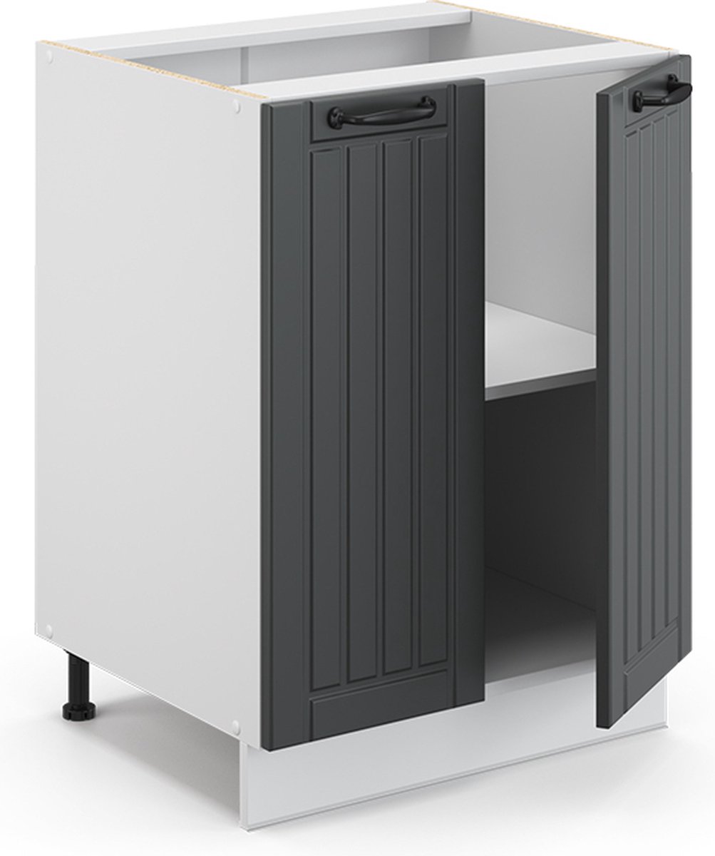 Vicco Fame-Line Keukenonderkast – 60 cm zonder werkblad Antraciet landhuis Donkergrijs/Wit