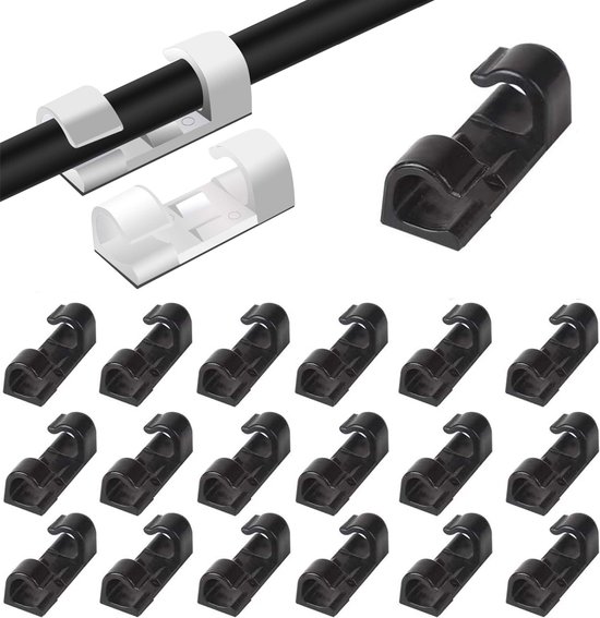 Viaky 30 Stück schwarze Kabelclips, selbstklebende Kabel-Organizer, 4
