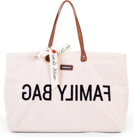 CHILDHOME, Family Bag, luiertas, reis-/weekendtas, grote capaciteit, afneembare tas, terracotta strepen