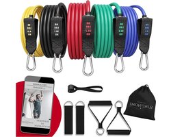 Weerstandsbandenset elastieken voor krachttraining - fitnessaccessoires voor mannen en vrouwen - thuis sportmateriaal - smartworkout fitnessapparaat en gewicht 70 kg