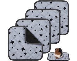 Caviakooi voeringen 4 stuks - cavia fleece beddengoed absorberend - herbruikbare wasbare cavia accessoires - plas pad antislip matten - sterpatronen - 12 x 12 inch