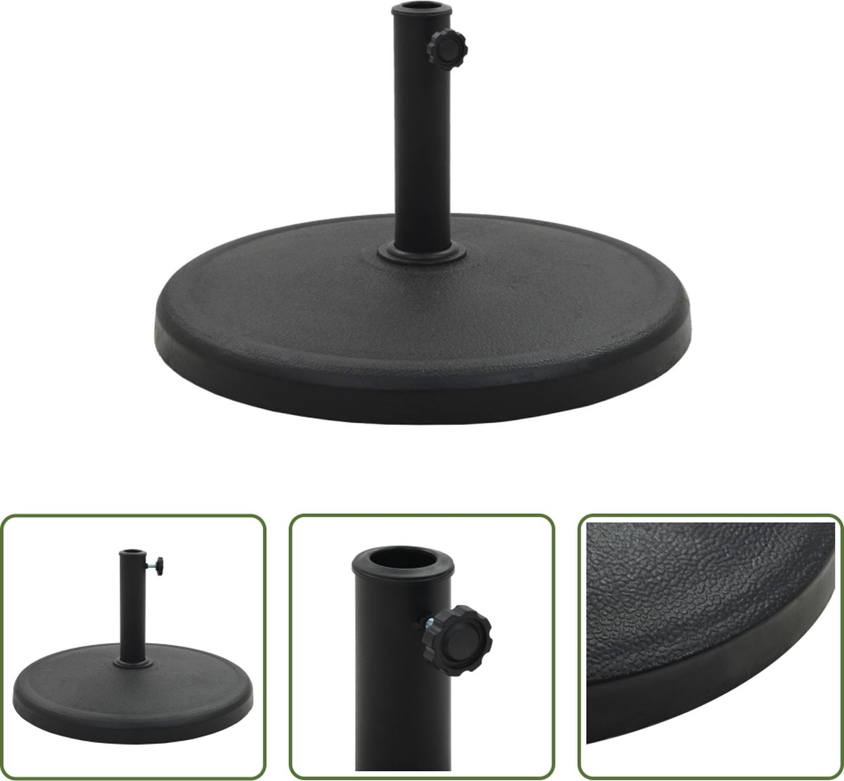 The Living Store Parasolvoet Polyresin Geschikt voor 38 48 mm Zwart 54.5 x 36 cm