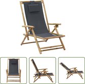 Bol.com The Living Store Leunstoel - Tuinmeubelen - 64 x 89 x (71 - 94) cm - Inklapbaar - Donkergrijs aanbieding