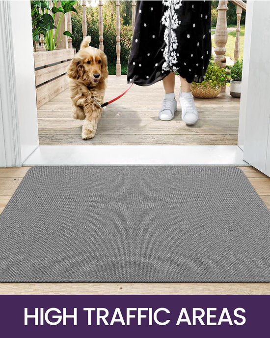 Floordirekt Schoonloopmat Rhine, wasbare en effectieve vloermat, vuilvangmat met antislip achterkant, deurmat in vele maten en kleuren, oker-zwart (gemêleerd), 60 x 90 cm