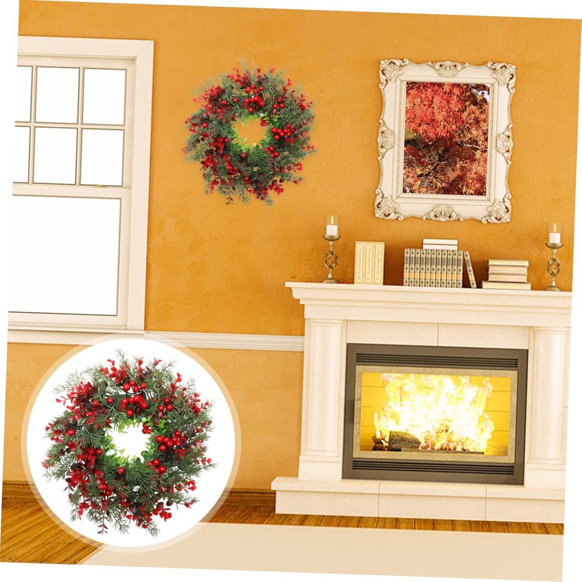 Kerstkrans 30cm Kerstdecoratie Krans voor deur met dennen kegel