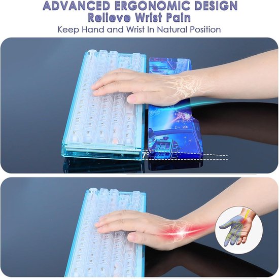 Aangepaste Acryl Toetsenbord Polssteun, Transparant/Mat RGB