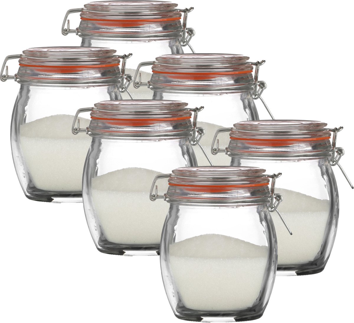 Urban Living Weckpot/inmaakpot - 6x - 750 ml - glas - met beugelsluiting - D11 x H14 cm