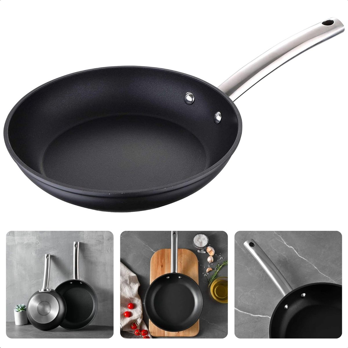 Cheqo Professionele Wokpan Titanium Inductie Gesmeed Aluminium Horeca Kwaliteit Braadpan