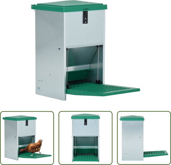 Foto: The living store feedomatic automatische kippenvoerbak 27 5 x 23 x 46 cm groen