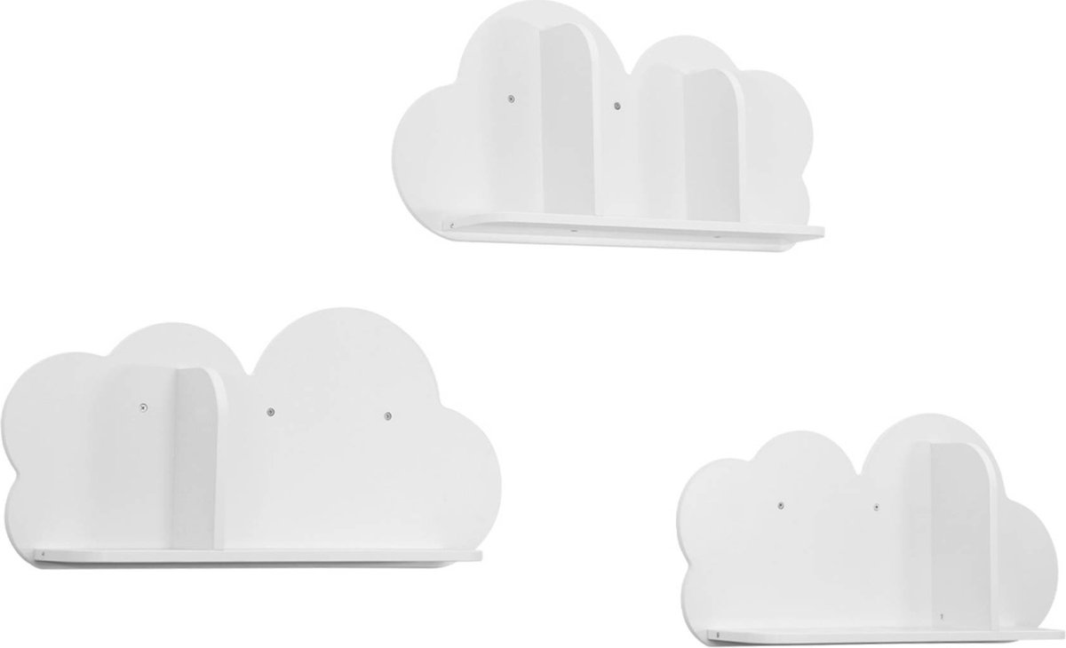 sweeek - Set van 3 wandplanken met wolken voor de kinderkamer