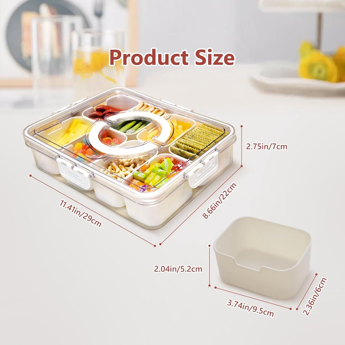Lot De 2 Boîtes à Goûter Compartimentées - 8 Et 4 Cases - Plastique Robuste - 34x21.3x6 Cm - Lavable Au Lave-vaisselle