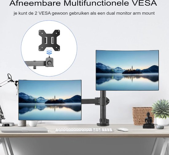 Pholiten Dual Monitor Stand Black MD97442SE