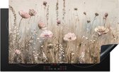 KitchenYeah® Inductie beschermer 90x52 cm - Bloemen - Beige - Droogbloemen - Afdekplaat voor kookplaat - Bescherming inductieplaat mat - Beschermplaat - Beschermmat inductiekookplaat - Keuken accessoires