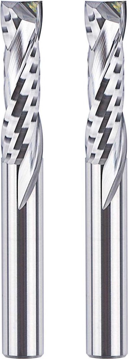 Spiralnuttenfrees 6mm Schacht Compressie 22mm Snijlengte Omhoog & Omlaag - VHM Schachtfrezen Nuttenfrezen - Bovenfrees CNC Freesset - Langgatfrees Hout