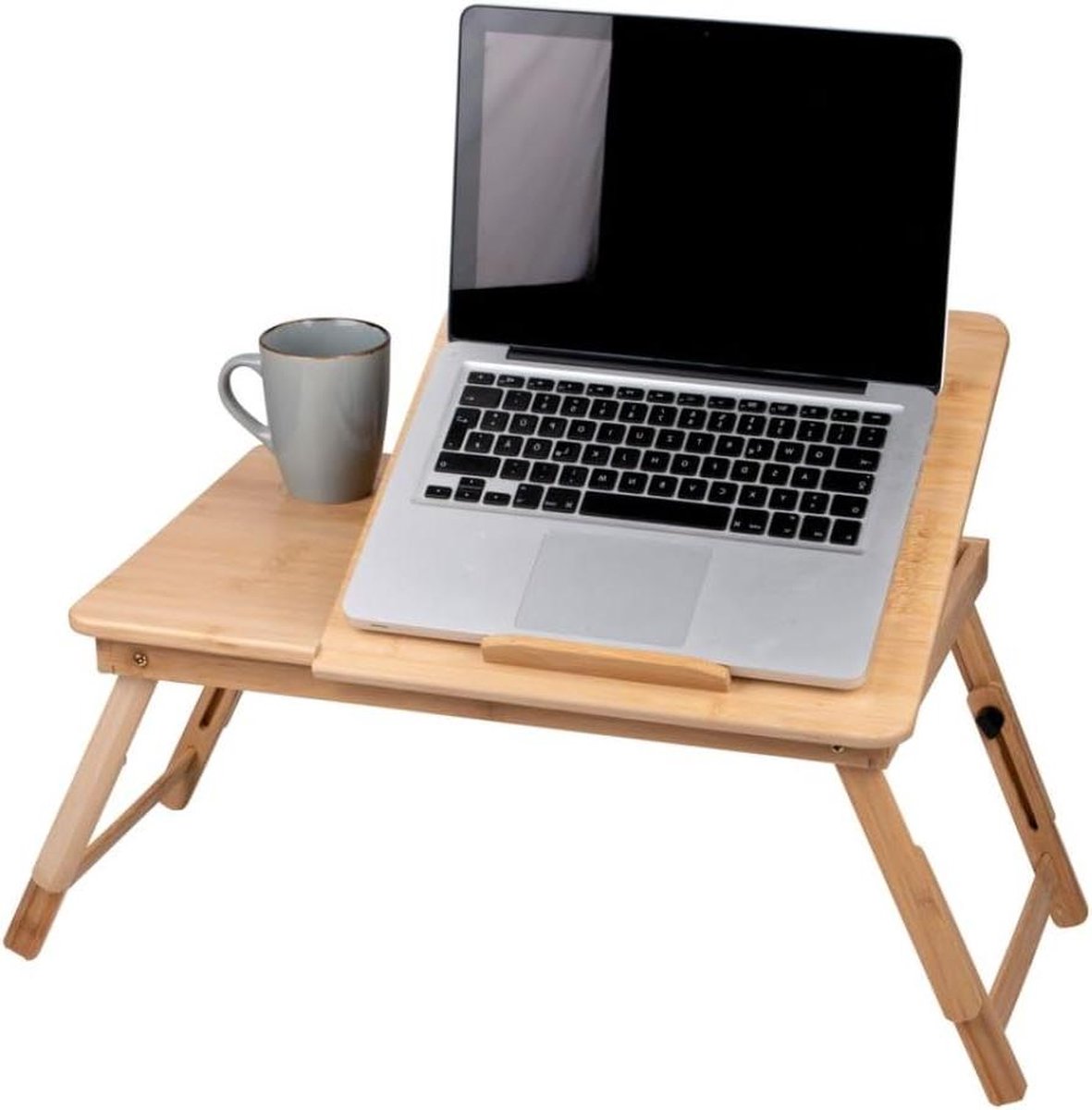Verstelbare laptoptafel - 215 x 275 cm - Bekerhouder en tablet-sleuf - Bamboe