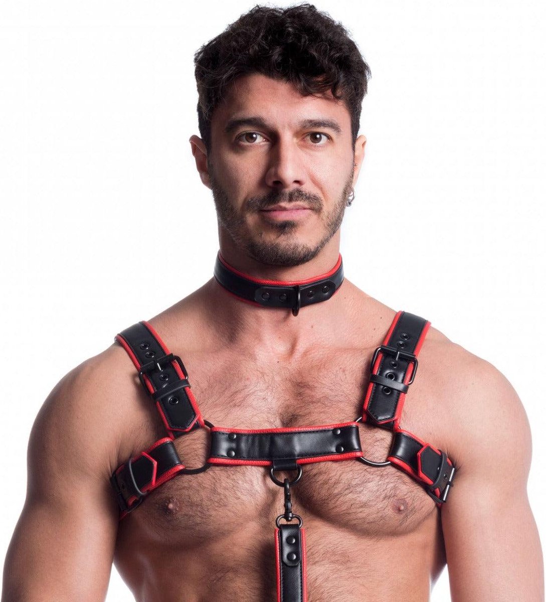 Goedkoopste 665 Vegan - Collar - PU Leer - Zwart/Rood