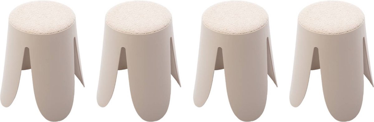 sweeek - Set van 4 stapelkrukken, boucléstof niki ø30 / 44 x h46cm