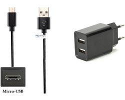 OneOne 2.1A lader met 2 poorten + 1,0m standaard Micro USB kabel. Oplader adapter past op Pocketbook eReader Basic New / Touch / Touch 2, Color Lux, Mini, Mini Pro, tablet 360 Plus, Touch HD / HD 2 / HD 3, Ultra, Sense