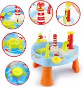 Bol.com Ariko Watertafel met Visspel - Met Licht en Geluid-Waterval met Bewegend Water-Vuurtoren-Hengels-Vissen - Blauw aanbieding