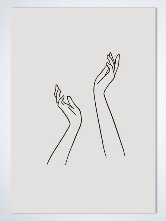 Poster Moderne kunst Handen No. 66 - Vintage Poster - Line Art - Minimalistische kunst - A2 Formaat (42 x 60cm)