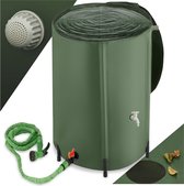 tectake® - Regenwatertank voor tuin en camping - Opvouwbare ton - Regenton met deksel en kraan, watertank, regenwateropvangbak, waterton - 380L - groen